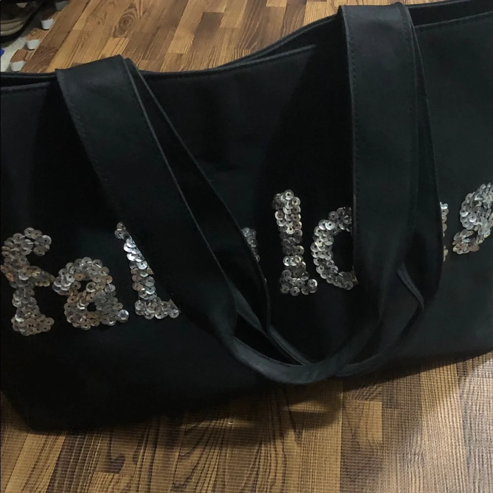 Black Sequin Logo Tote Bag - Designer-Inspired Everyday Carry
